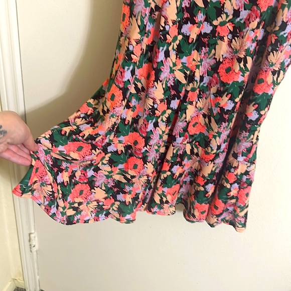 New J Crew Mercantile Ruched-waist Dress in Neon Floral Multi Sz 6 J4454 - Picture 4 of 7